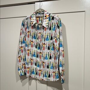 Alice + Olivia Multicolor Graphic Print Women’s Blouse NWT Size L